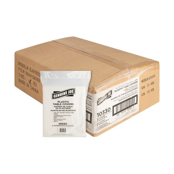 Genuine Joe TABLECOVR, PLASTIC, RND, 84in, 4PK GJO10330CT - main